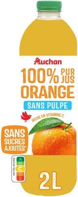 100% Pur JusOrange - sans pulpe. Riche en vitamine C.Sans sucres ajoutés** Comme tous les jus de fruits. Contient les sucres naturellement présents dans les fruits.