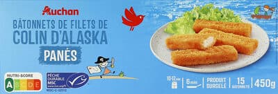 Bâtonnets de filets de Colin d'Alaska panés