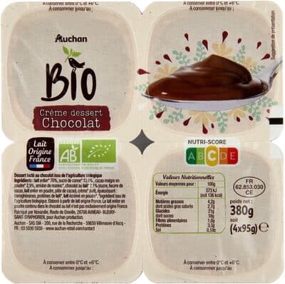 Crème dessert au chocolat bio