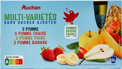 Purées de fruits panachées sans sucres ajoutés* (4 parfums)*Conformément à la règlementation. Contient des sucres naturellement présents.