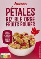 Pétales riz, blé complet et orge fruits rouges