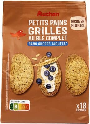 Petits Pains Grillés à la farine de blé complet sans sucres ajoutés*