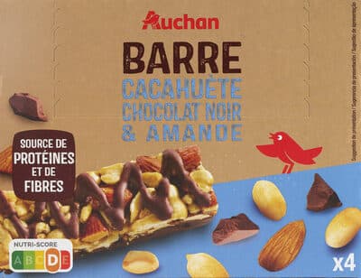 Barre cacahuète chocolat noir et amandes