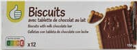 Biscuits avec tablette de chocolat au lait