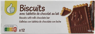 Biscuits avec tablette de chocolat au lait