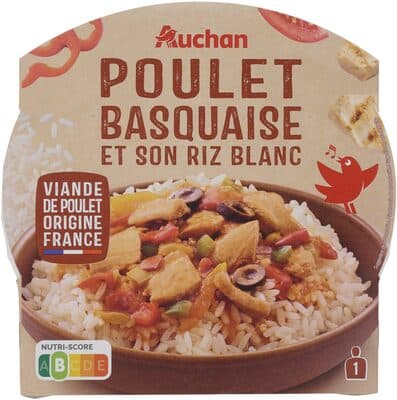 Poulet basquaise et son riz blanc
