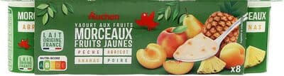 YAOURT AUX FRUITS MORCEAUX FRUITS JAUNES Peche, abricot, ananas, poire