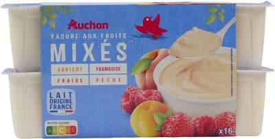 YAOURT AUX FRUITS MIXES FRUITS PANACHES Abricot, Framboise, Fraise, Pêche