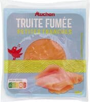 Petites tranches de truite, fumée au bois de hêtre.