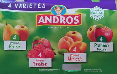 Compote 4 variétés 4 x 100 g Pomme/Poires, Pomme /Fraise, Pomme/Abricot, Pomme Nature