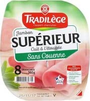 Jambon cuit supérieur décounné dégraissé 8 tranches