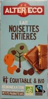 Tablette de chocolat au lait et noisettes entières bio