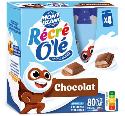RÉCRÉ O'LÉ Goûter laitier Gourdes Chocolat 4x85g