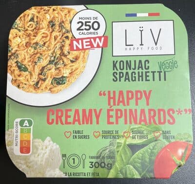Konjac spaghetti Happy creamy epinard