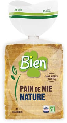 Pain de mie grandes tranches nature sans sucres ajoutés 500G