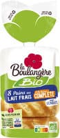 8 Pains au lait frais Bio à la farine complète 280g