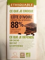 chocolat côte d\'ivoire 88%
