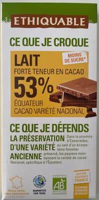 Chocolat lait commerce équitable