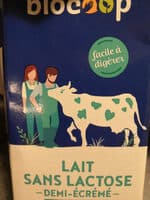 Lait 1/2 écrémé sans lactose brique