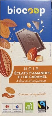 Chocolat noir éclats d'amandes et de caramel