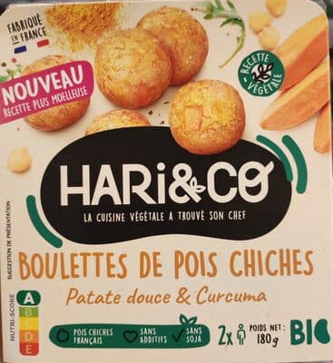 Boulettes de pois chiches Patate douce Curcuma
