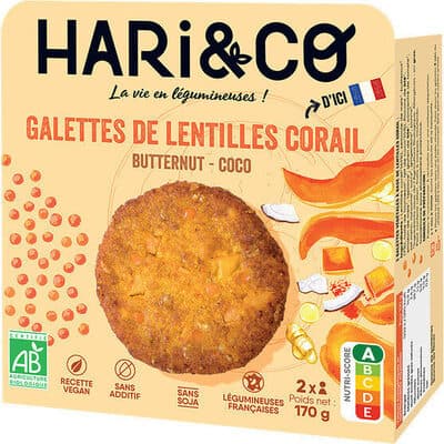 Galettes de lentilles corail bio butternut coco