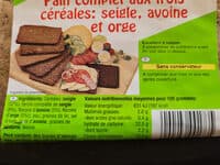 Pain complet aux trois céréales: seigle, avoine et orge