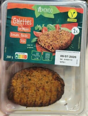 Galettes végétales soja, tomate, basilic