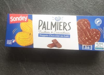 Palmiers feuilletés & croustillants nappés chocolat au lait