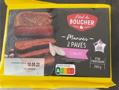 Paves de viande bovine attendris, marinés à l’échalote