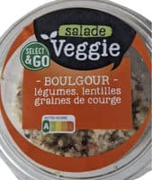 Boulgour, légumes, lentilles, graines de courge