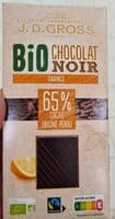 Chocolat noir orange bio 65% cacao