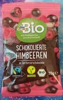 schokolierte Himbeeren in Zartbitterschokolade