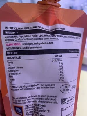 SKYR Icelandic Style Yogurt passionfruit, mango & papaya