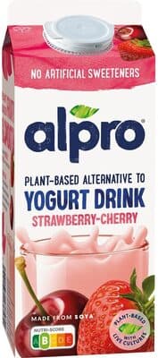 Alpro Plantaardige drinkyoghurt aardbei-kers