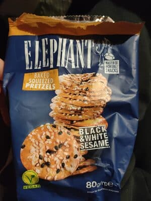 Elephant Squeezed Pretzels with Black & White Sesame