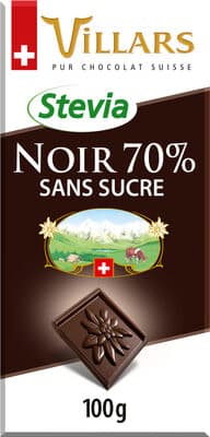 Chocolat Villars Noir 70% Sans sucre ajouté 100g