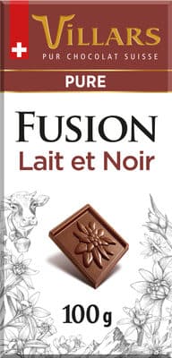 Chocolat Villars Fusion Lait et Noir 100g