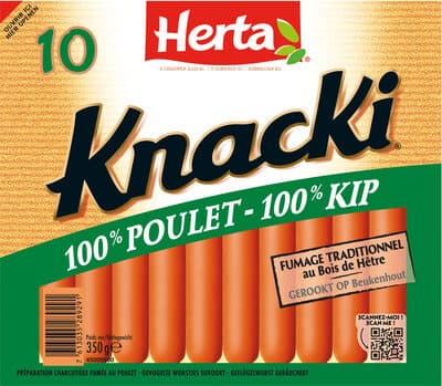 HERTA KNACKI Saucisses 100% Poulet x10 - 350g