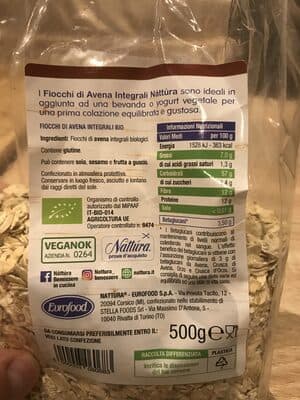 Náttúra Fiocchi di avena integrali