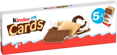 Biscuits Fourrés KINDER Cards Lait et Cacao 2x5 - 128g