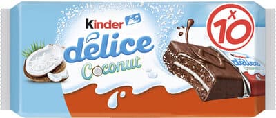 Gâteau Kinder Délice coconut fourré noix de coco - 10x37g
