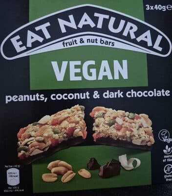 Eat Natural Vegan Peanuts Coconut And Dark Chocolate