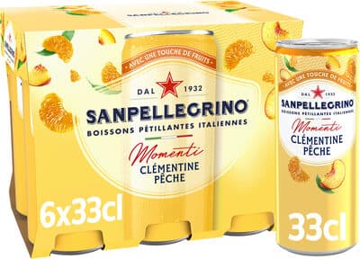 SANPELLEGRINO Momenti bois gazeuse aromatisée clémentine peche 6x33cl