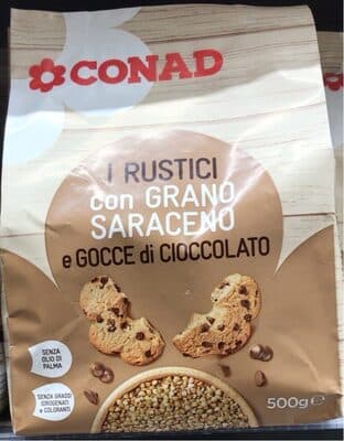 Biscotti frollini con gocce di cioccolato e grano saraceno