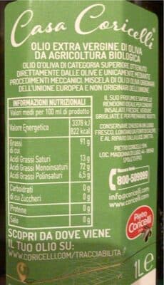 Olio extra vergine di oliva biologico