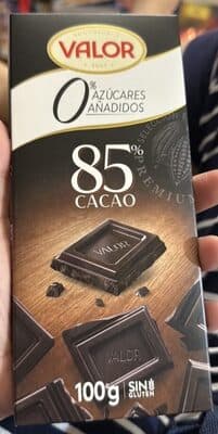 Chocolate 85% Cacao 0% Azúcares Añadidos