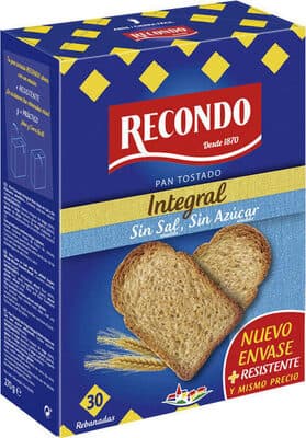 Pan tostado integral sin sal y sin azúcar rebanadas