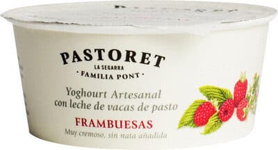 Yogur artesanal cremoso con frambruesas sin gluten