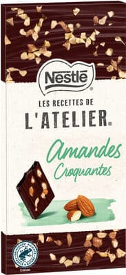 NESTLE L'ATELIER Tablette Chocolat noir amandes croquantes - 100g